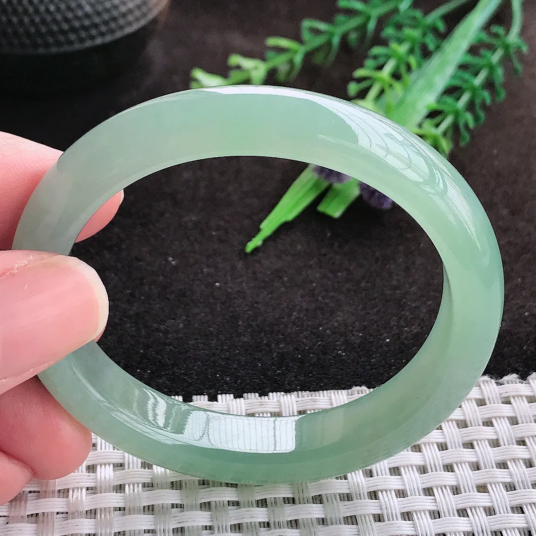 自然光52/46/11/7.5老坑冰胶果冻冰晴绿贵妃手镯翡翠玉镯手环