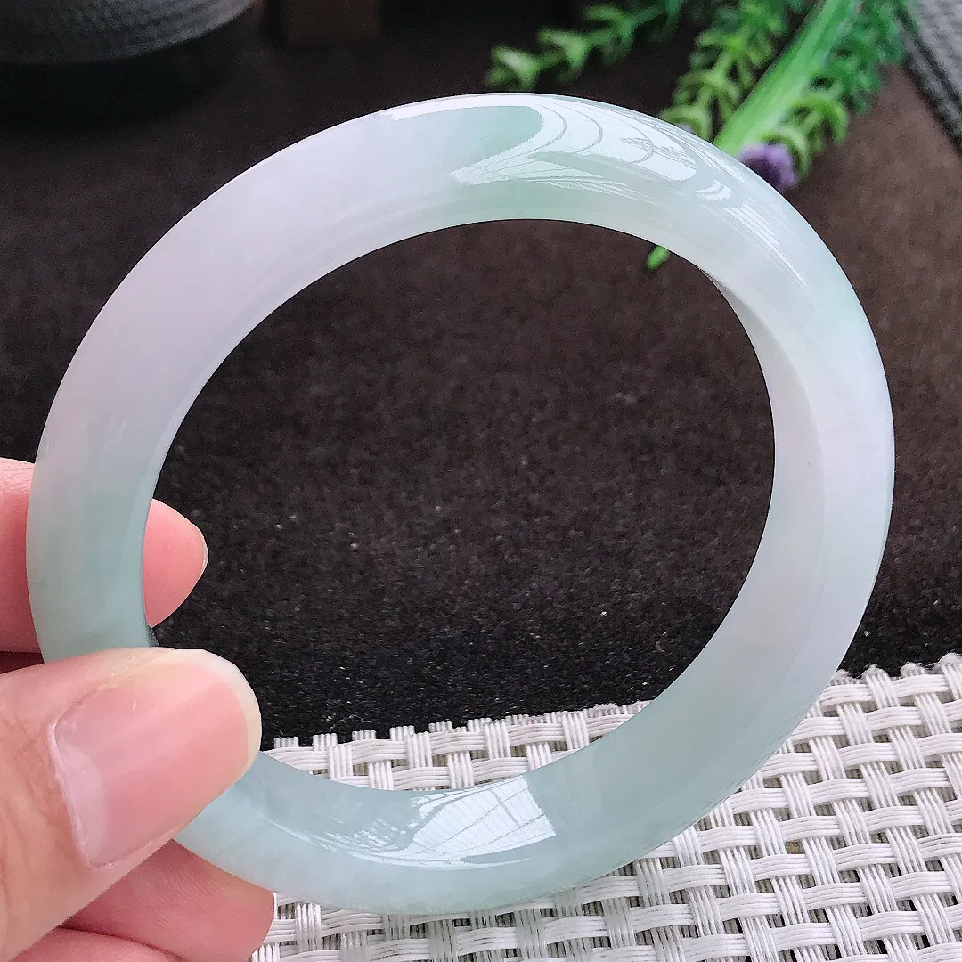 自然光59.5/12.4/8.8老坑冰胶果冻冰晴手镯宽边翡翠玉镯手环