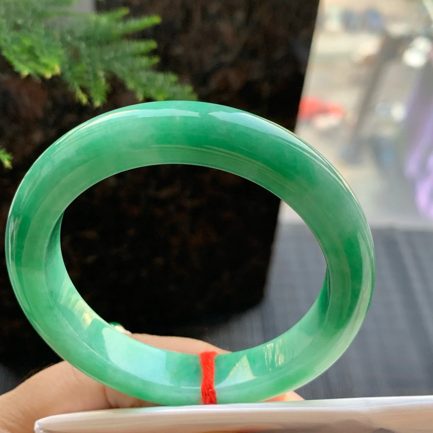 正圈冰糯翠绿 一丝棉线 尺寸:55.1/12/9.2 色好🥰🥰