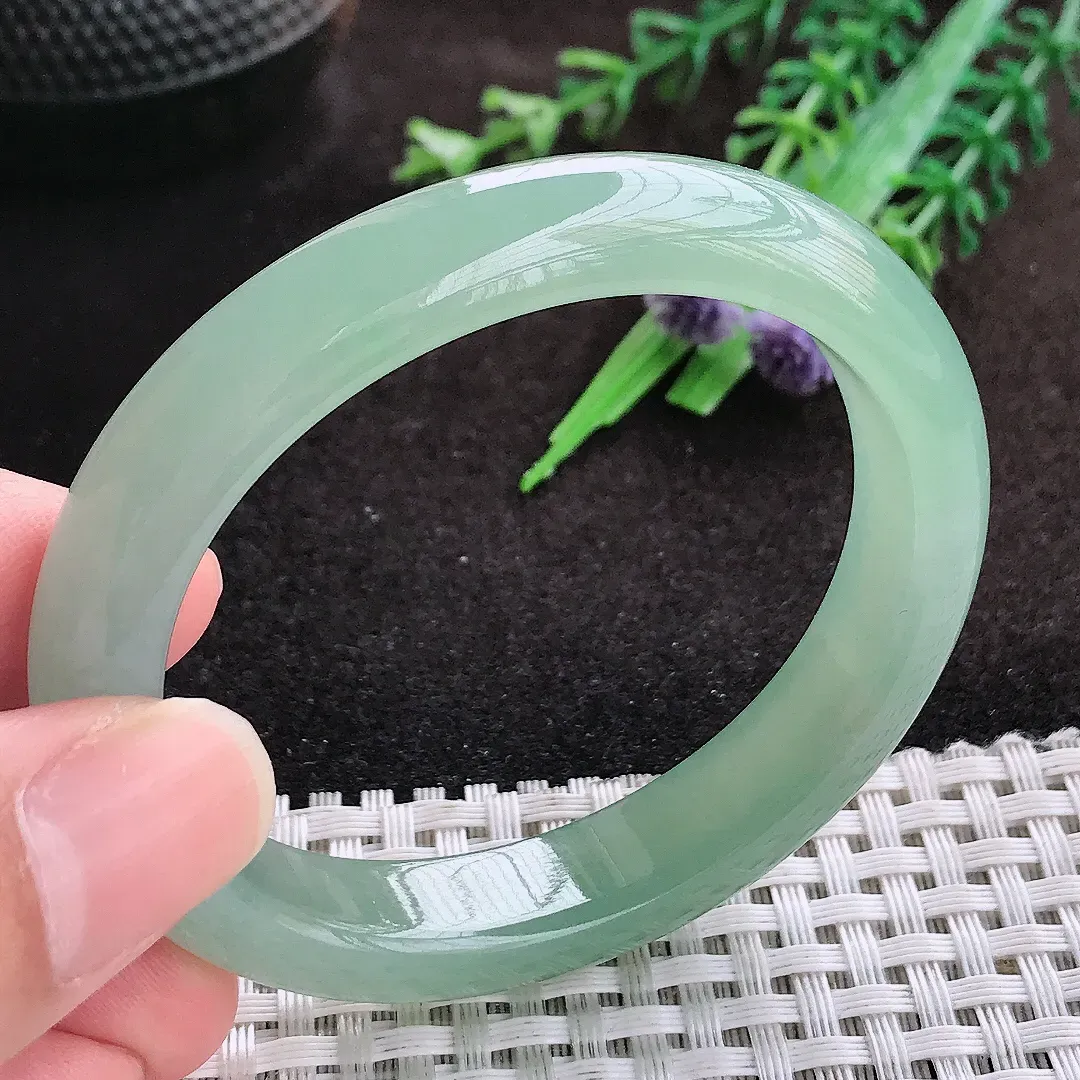 自然光52/46/11/7.5老坑冰胶果冻冰晴绿贵妃手镯翡翠玉镯手环