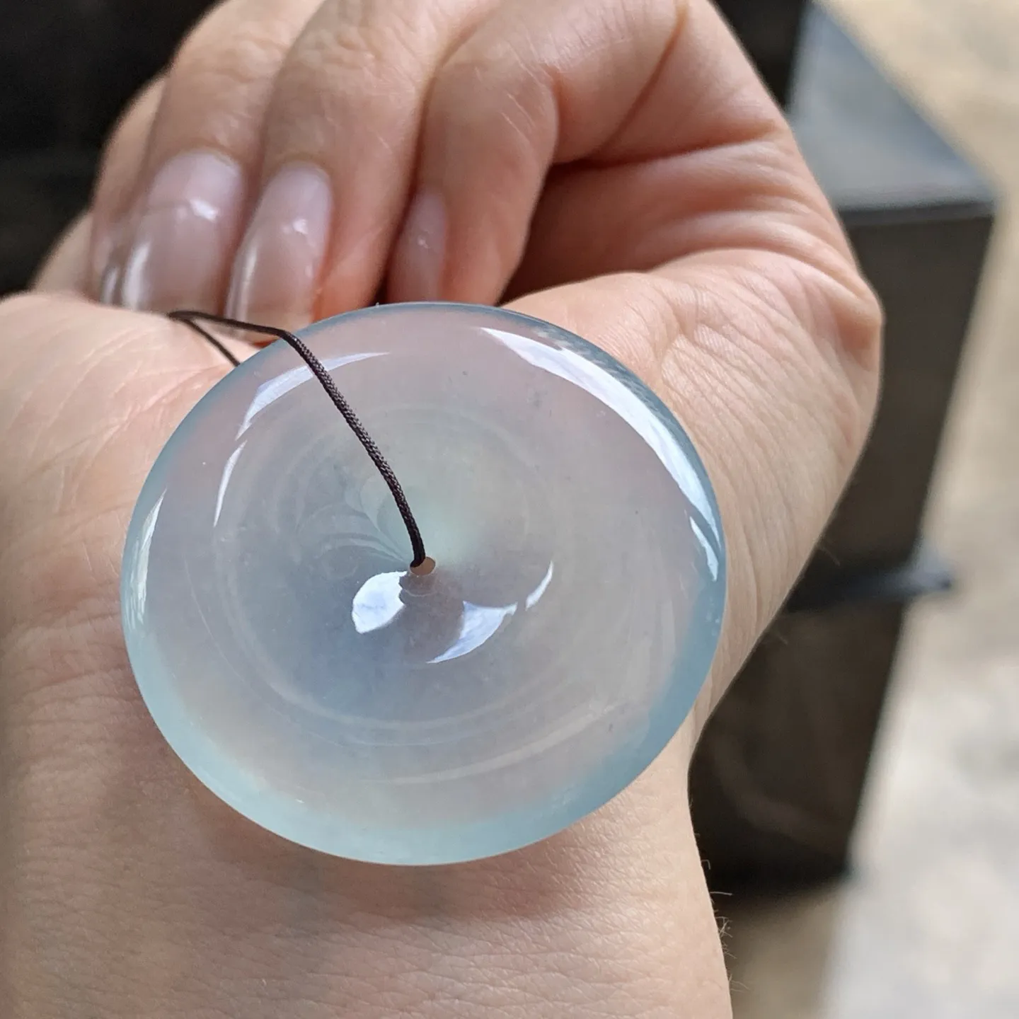 冰种大平安扣^_^透亮荧光十足