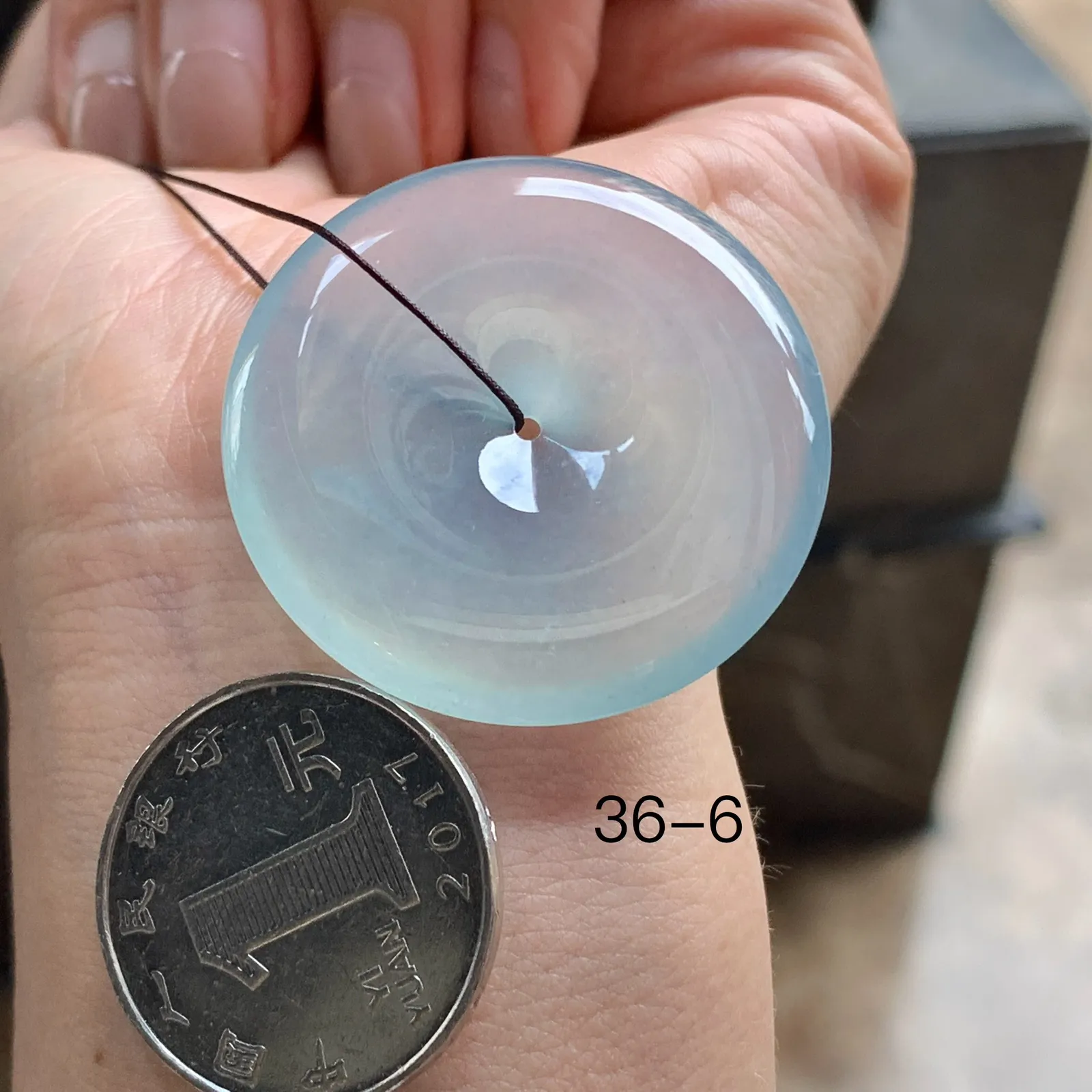 冰种大平安扣^_^透亮荧光十足