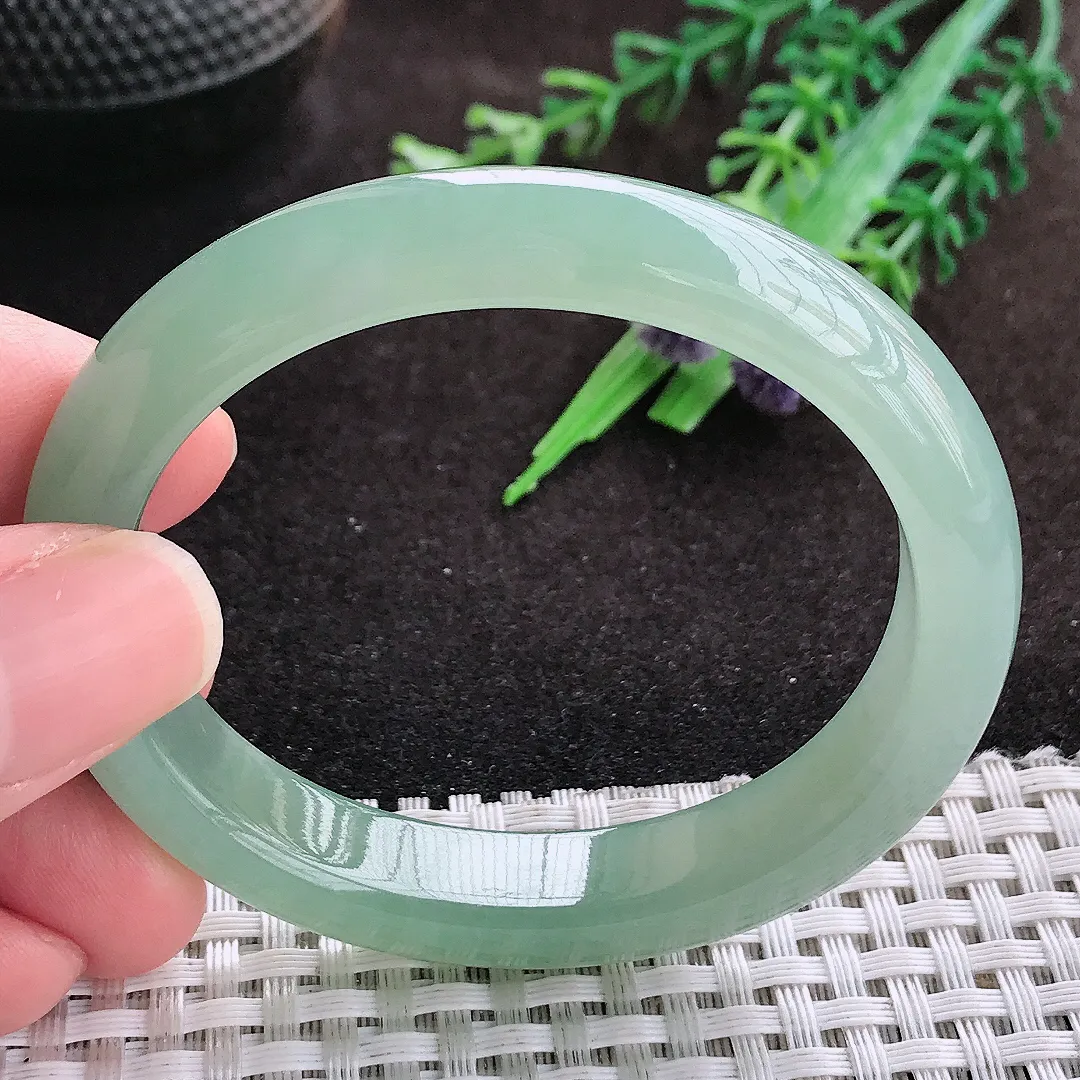 自然光52/46/11/7.5老坑冰胶果冻冰晴绿贵妃手镯翡翠玉镯手环