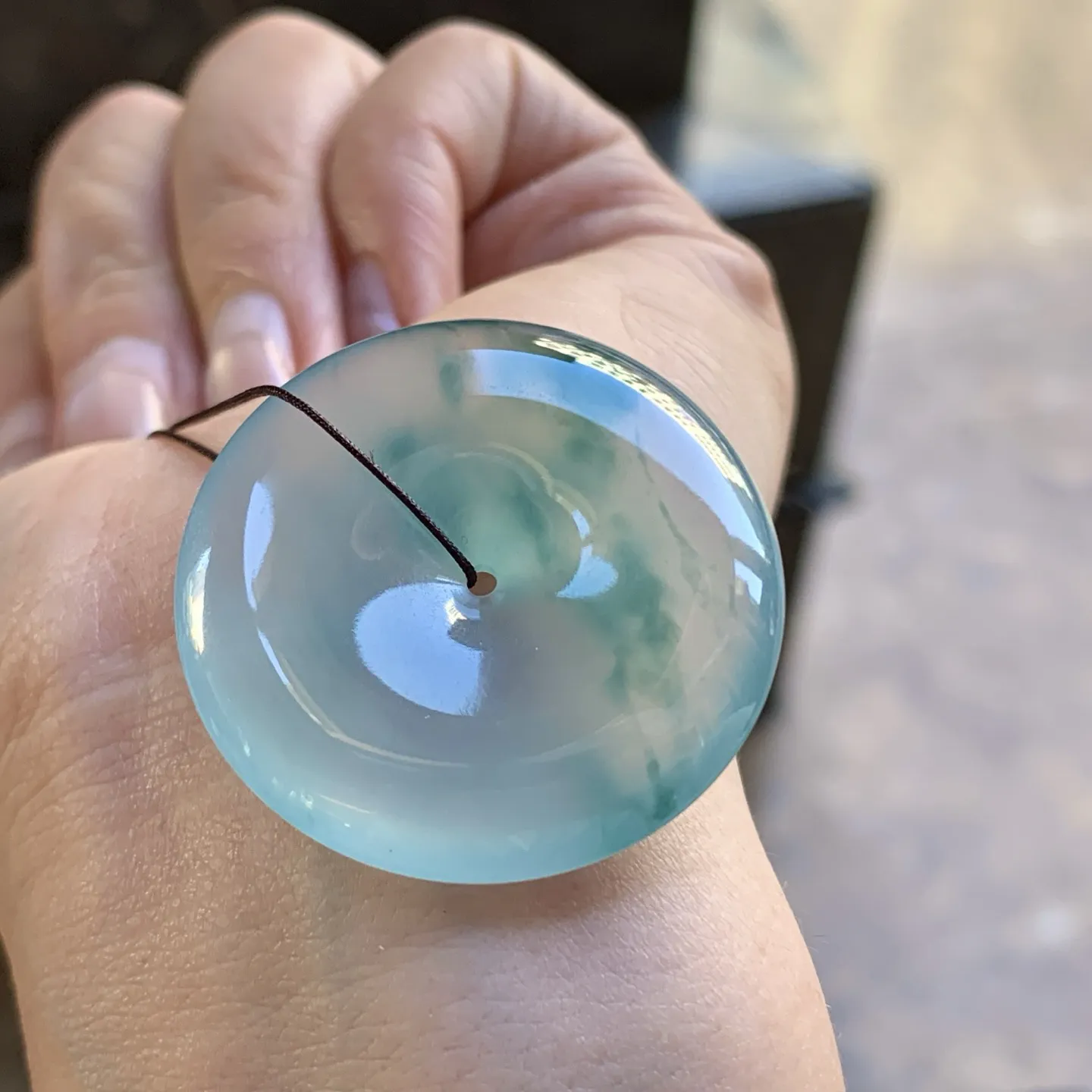 冰蓝花平安扣^_^冰透清新