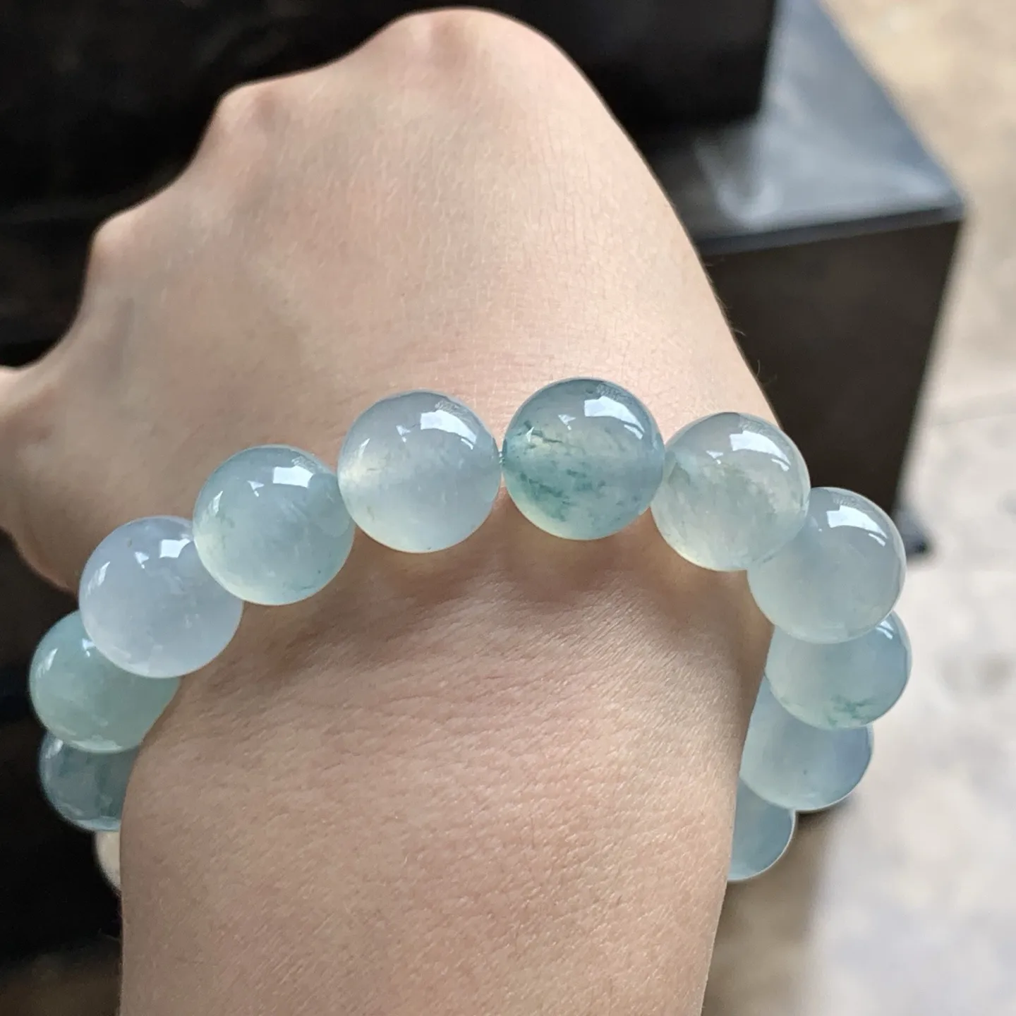 冰蓝花珠串^_^清新冰透