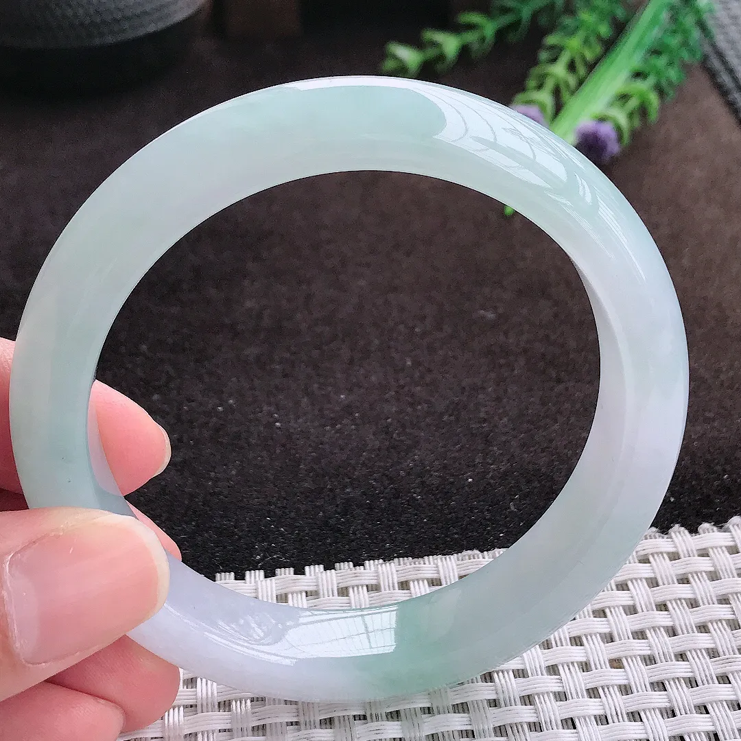 自然光59.5/12.4/8.8老坑冰胶果冻冰晴手镯宽边翡翠玉镯手环