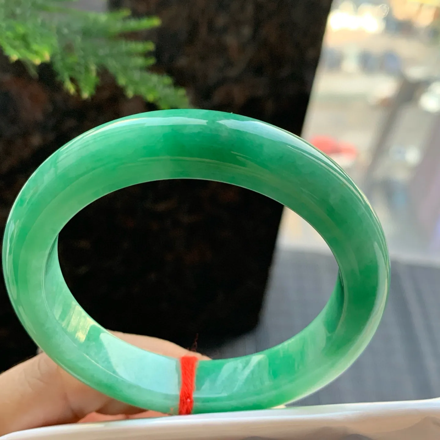 正圈冰糯翠绿 一丝棉线 尺寸:55.1/12/9.2 色好🥰🥰