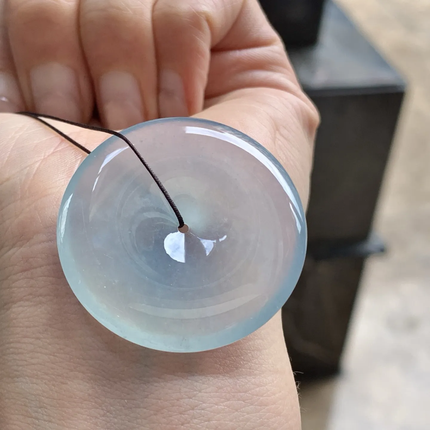 冰种大平安扣^_^透亮荧光十足