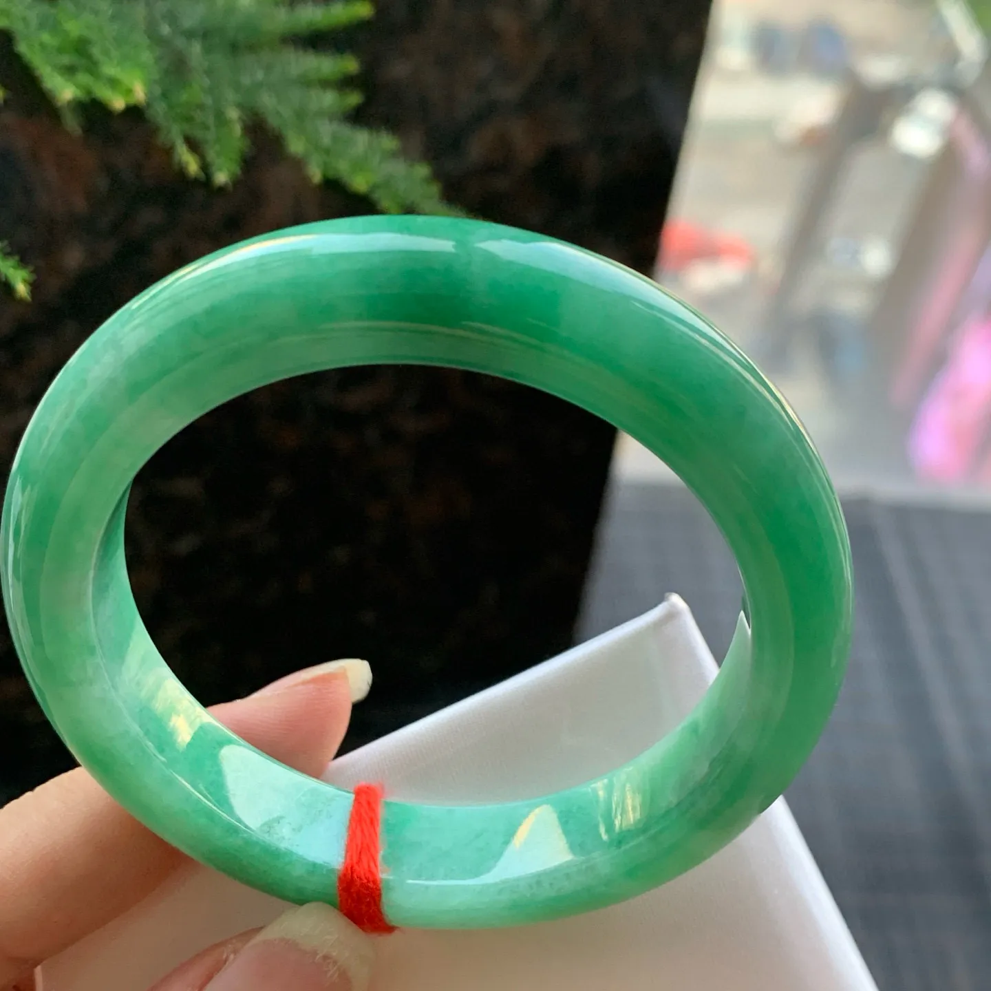 正圈冰糯翠绿 一丝棉线 尺寸:55.1/12/9.2 色好🥰🥰