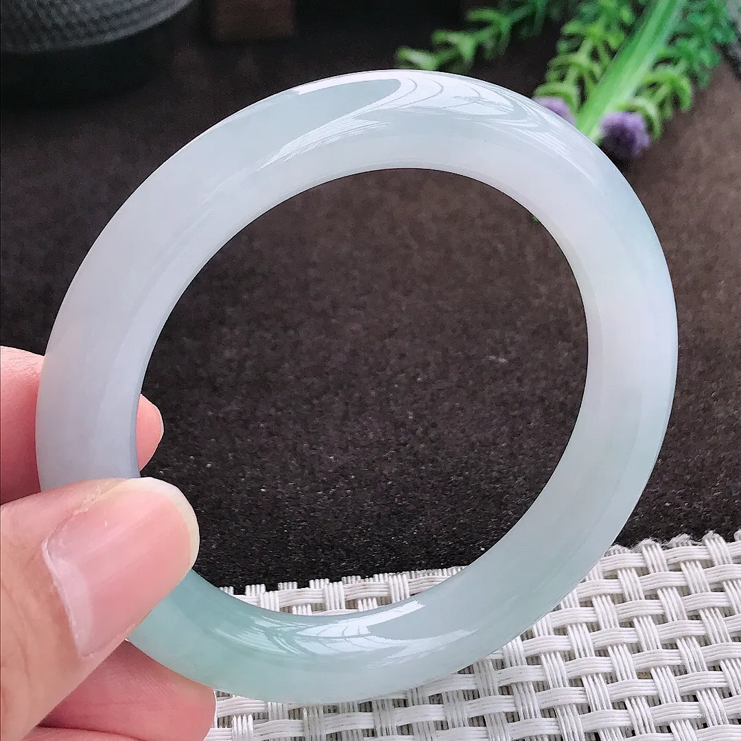 自然光54/10/9.7老坑冰胶果冻冰晴圆条手镯翡翠玉镯手环