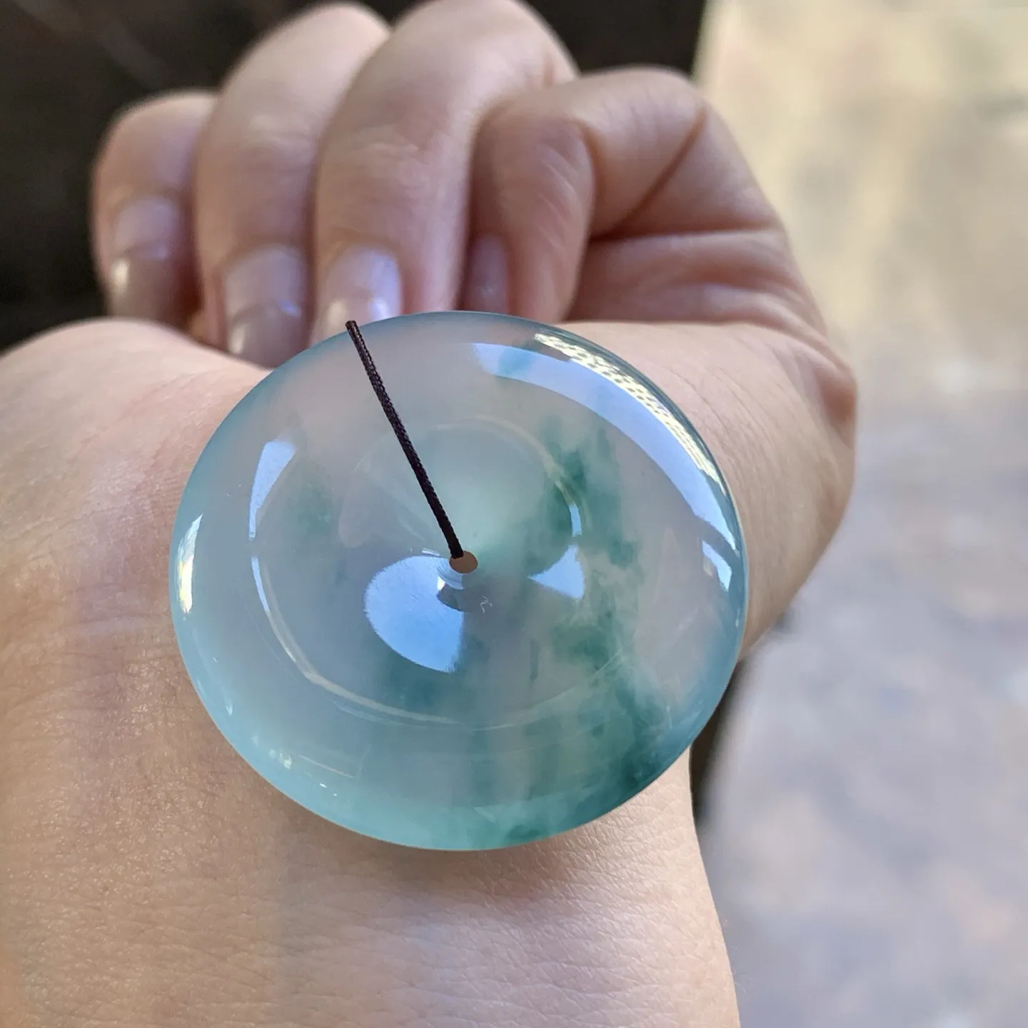 冰蓝花平安扣^_^冰透清新