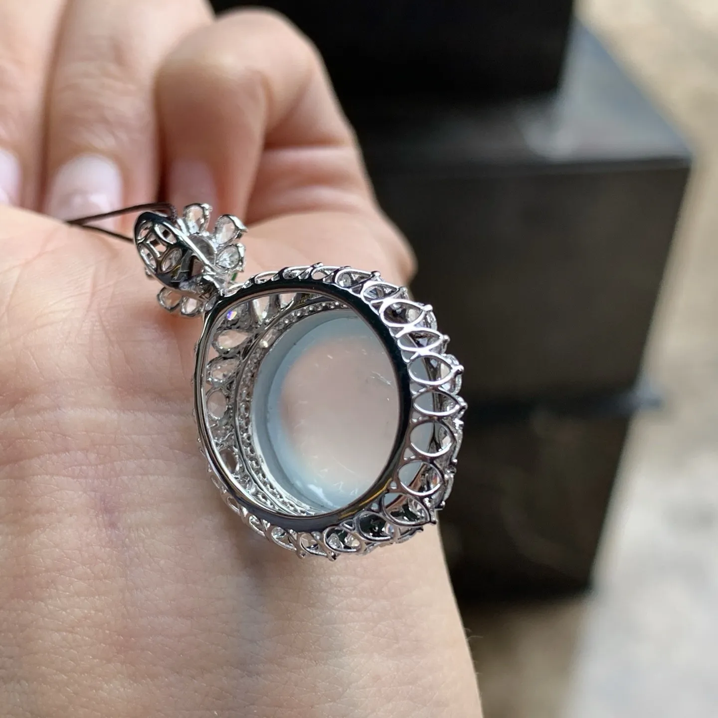 金钻镶嵌高冰吊坠^_^荧光十足 透亮 尺寸16.8