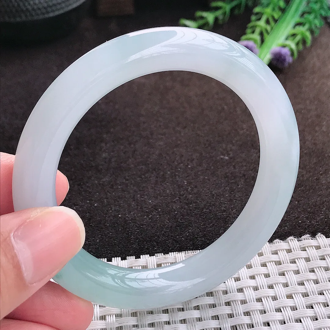 自然光54/10/9.7老坑冰胶果冻冰晴圆条手镯翡翠玉镯手环
