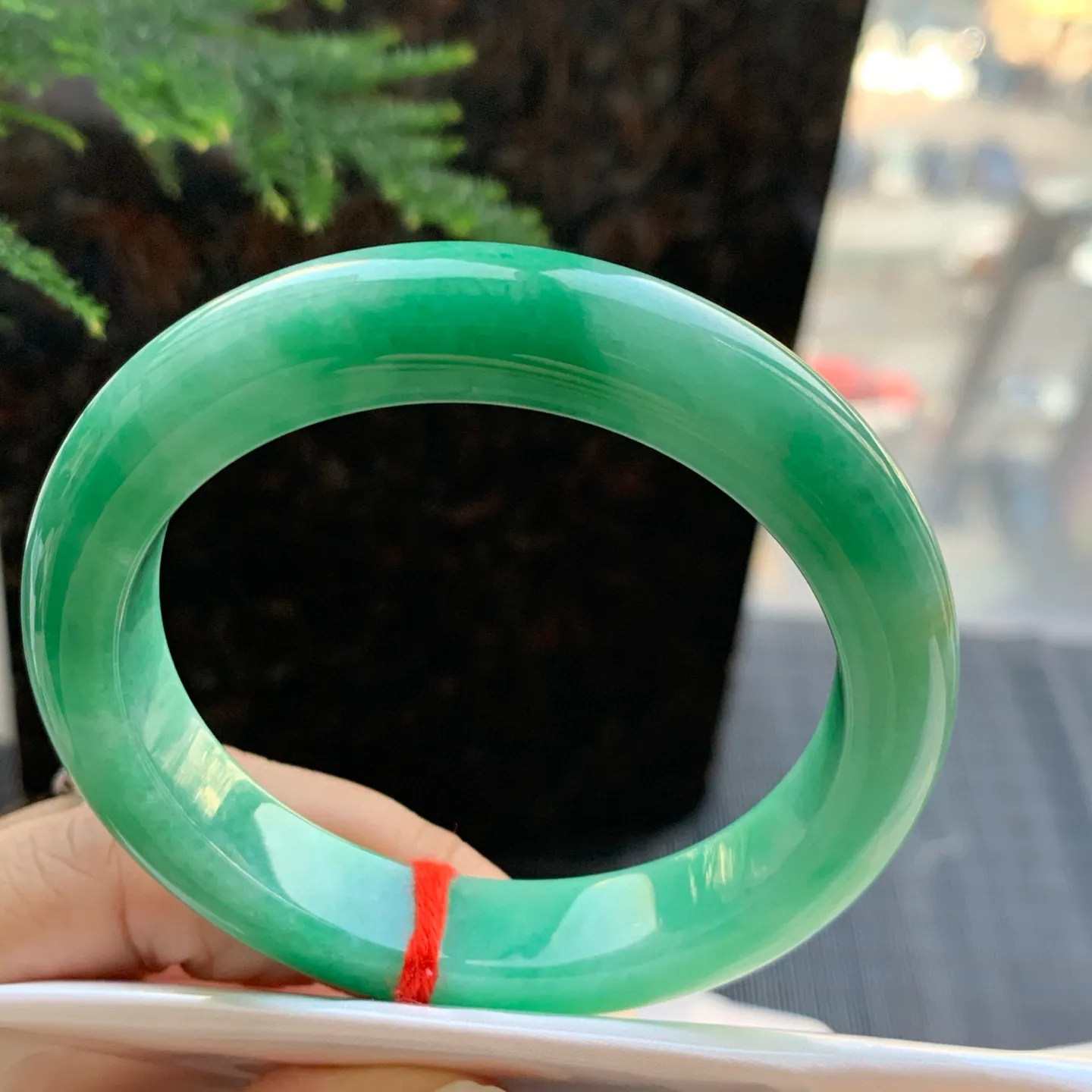 正圈冰糯翠绿 一丝棉线 尺寸:55.1/12/9.2 色好🥰🥰