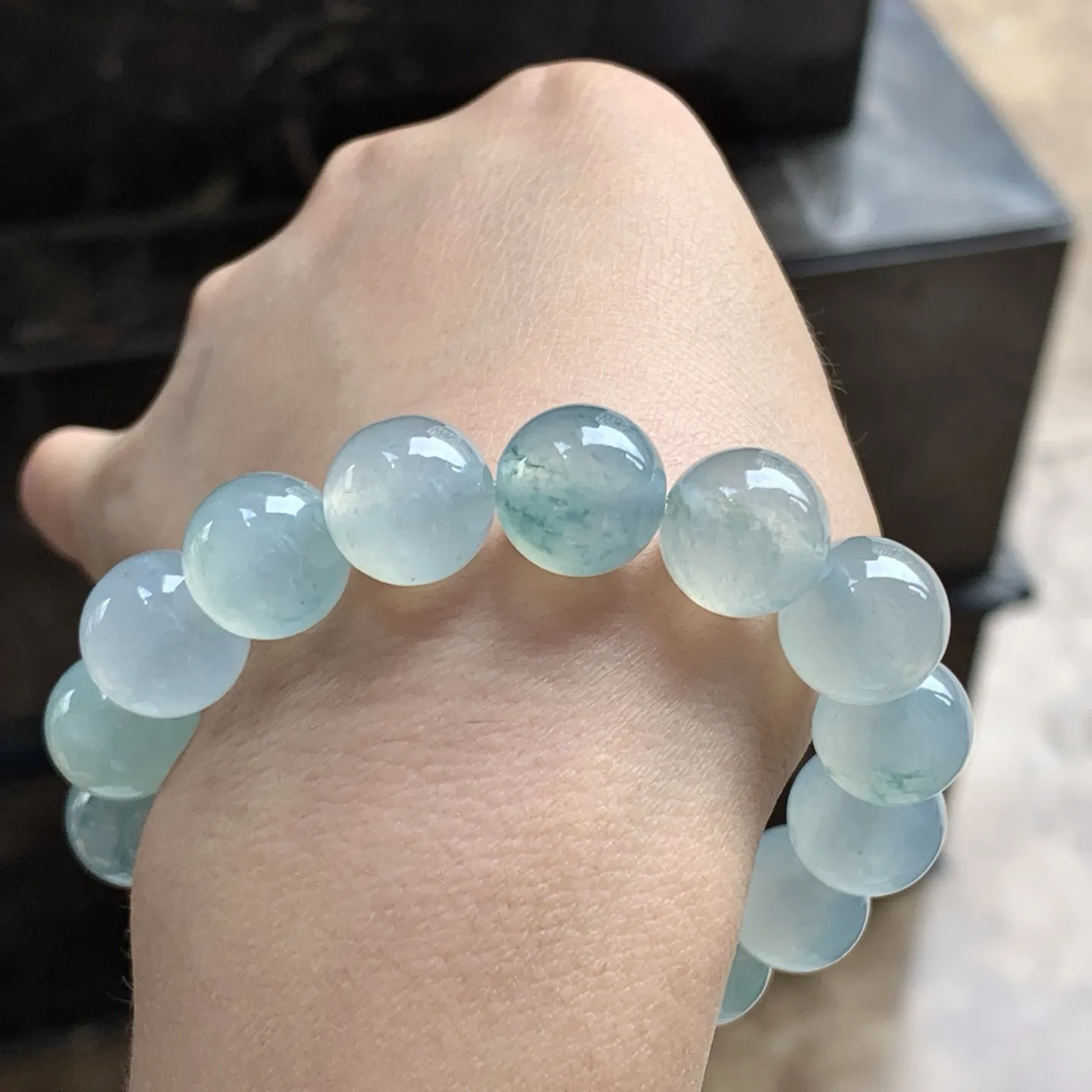 冰蓝花珠串^_^清新冰透