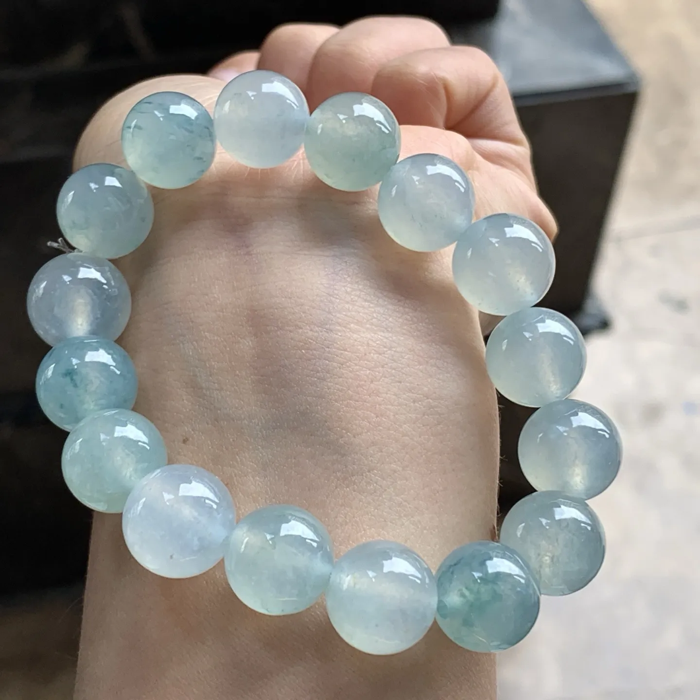 冰蓝花珠串^_^清新冰透