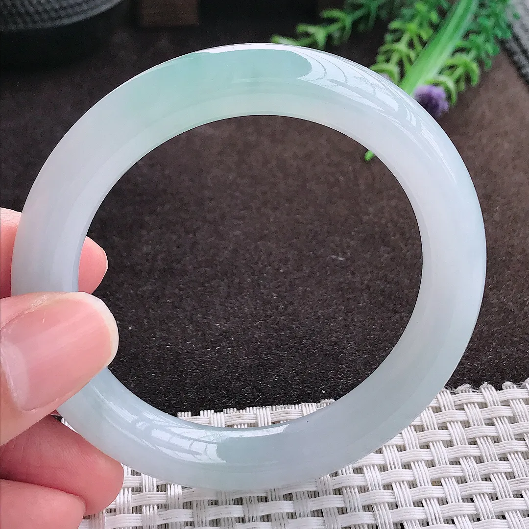 自然光54/10/9.7老坑冰胶果冻冰晴圆条手镯翡翠玉镯手环