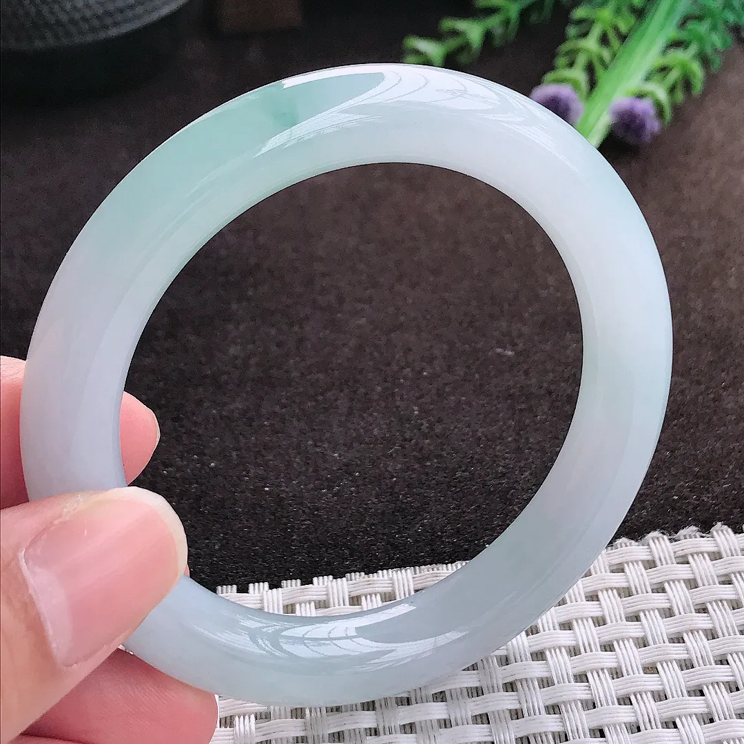 自然光54/10/9.7老坑冰胶果冻冰晴圆条手镯翡翠玉镯手环