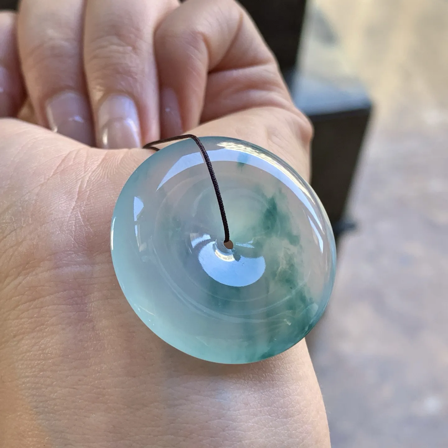 冰蓝花平安扣^_^冰透清新