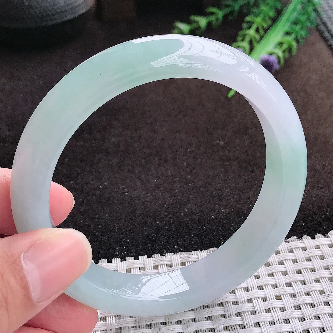 自然光59.5/12.4/8.8老坑冰胶果冻冰晴手镯宽边翡翠玉镯手环