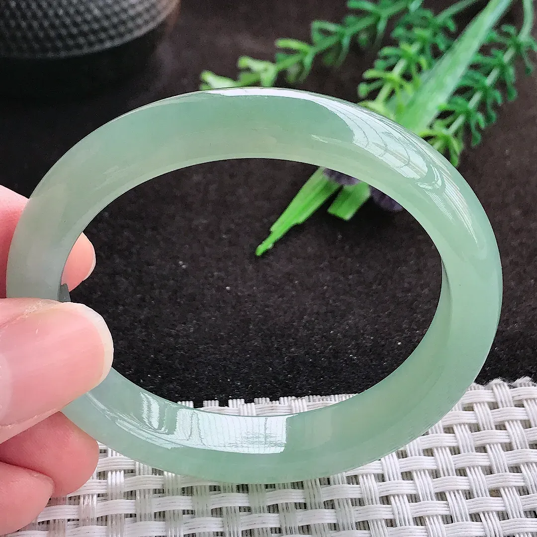 自然光52/46/11/7.5老坑冰胶果冻冰晴绿贵妃手镯翡翠玉镯手环