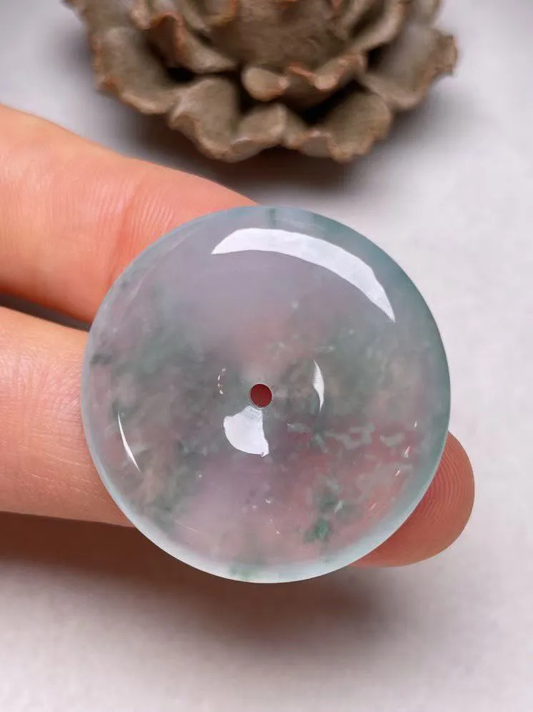 冰种飘花【平安扣】吊坠，种水好，玉质细腻 ，卖相好‘.