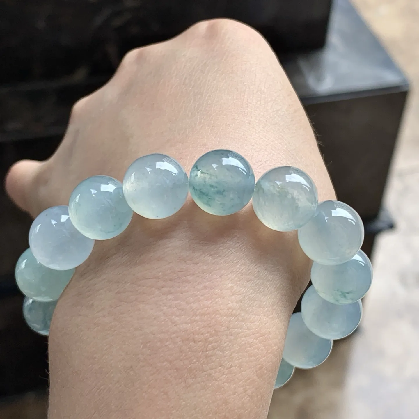 冰蓝花珠串^_^清新冰透