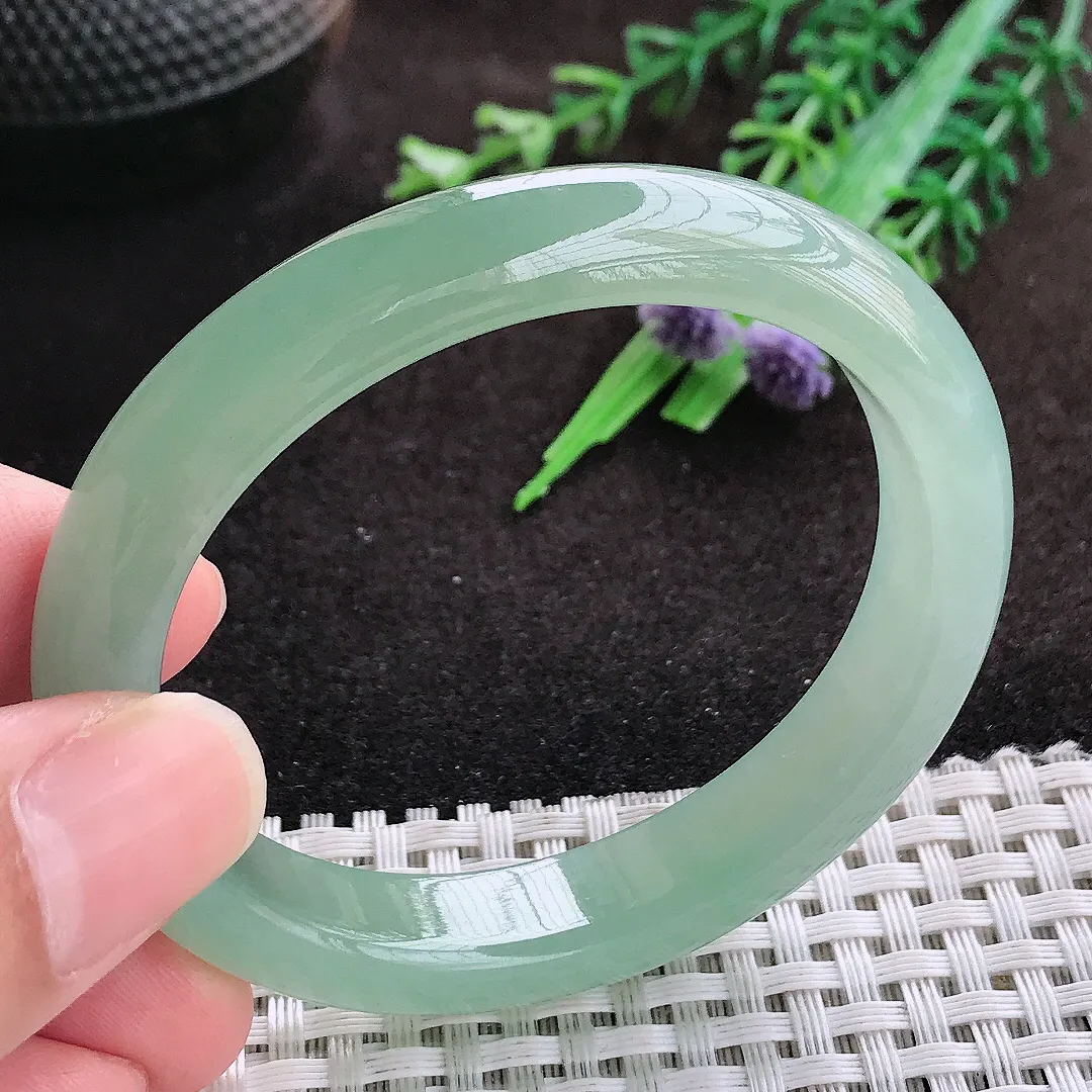 自然光52/46/11/7.5老坑冰胶果冻冰晴绿贵妃手镯翡翠玉镯手环