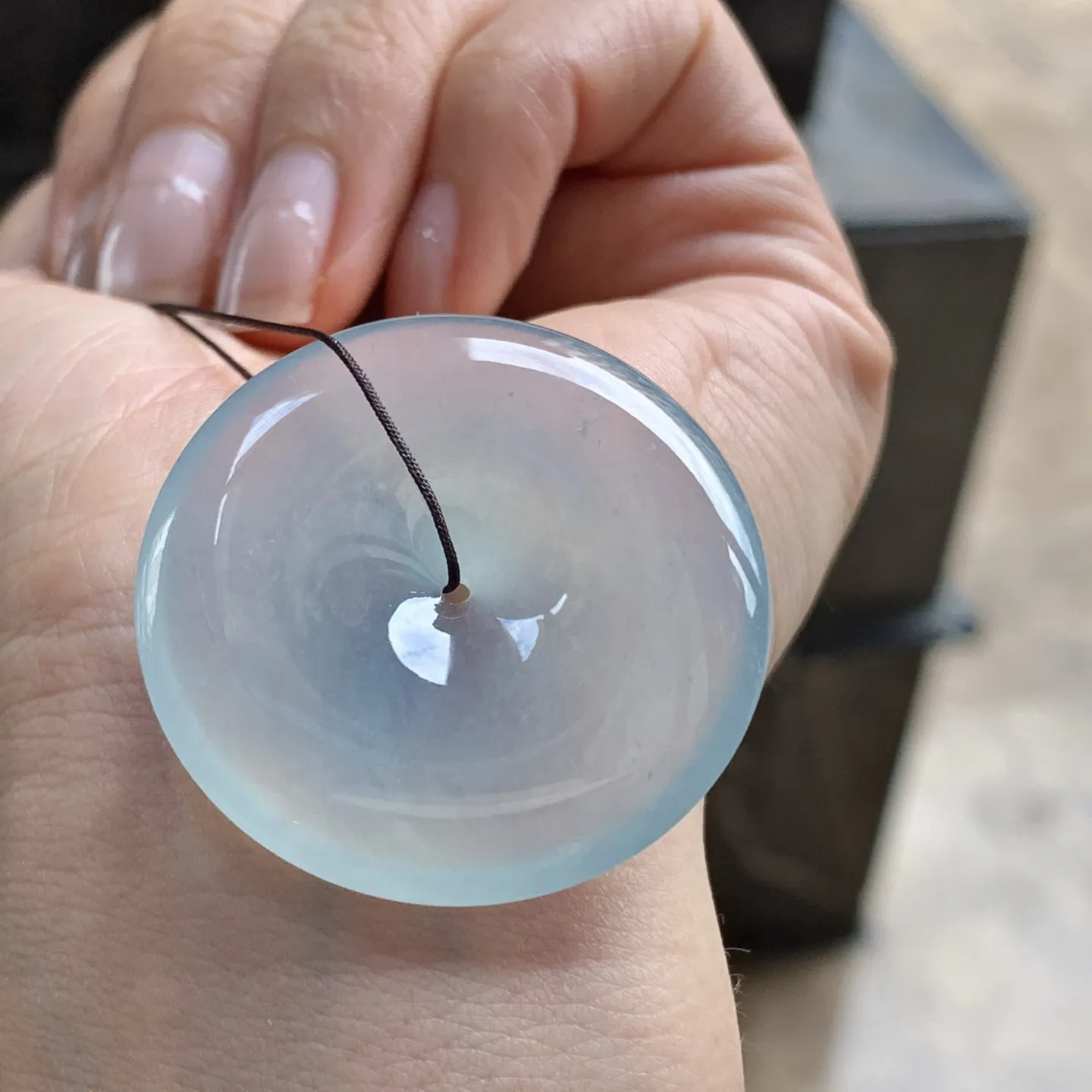 冰种大平安扣^_^透亮荧光十足