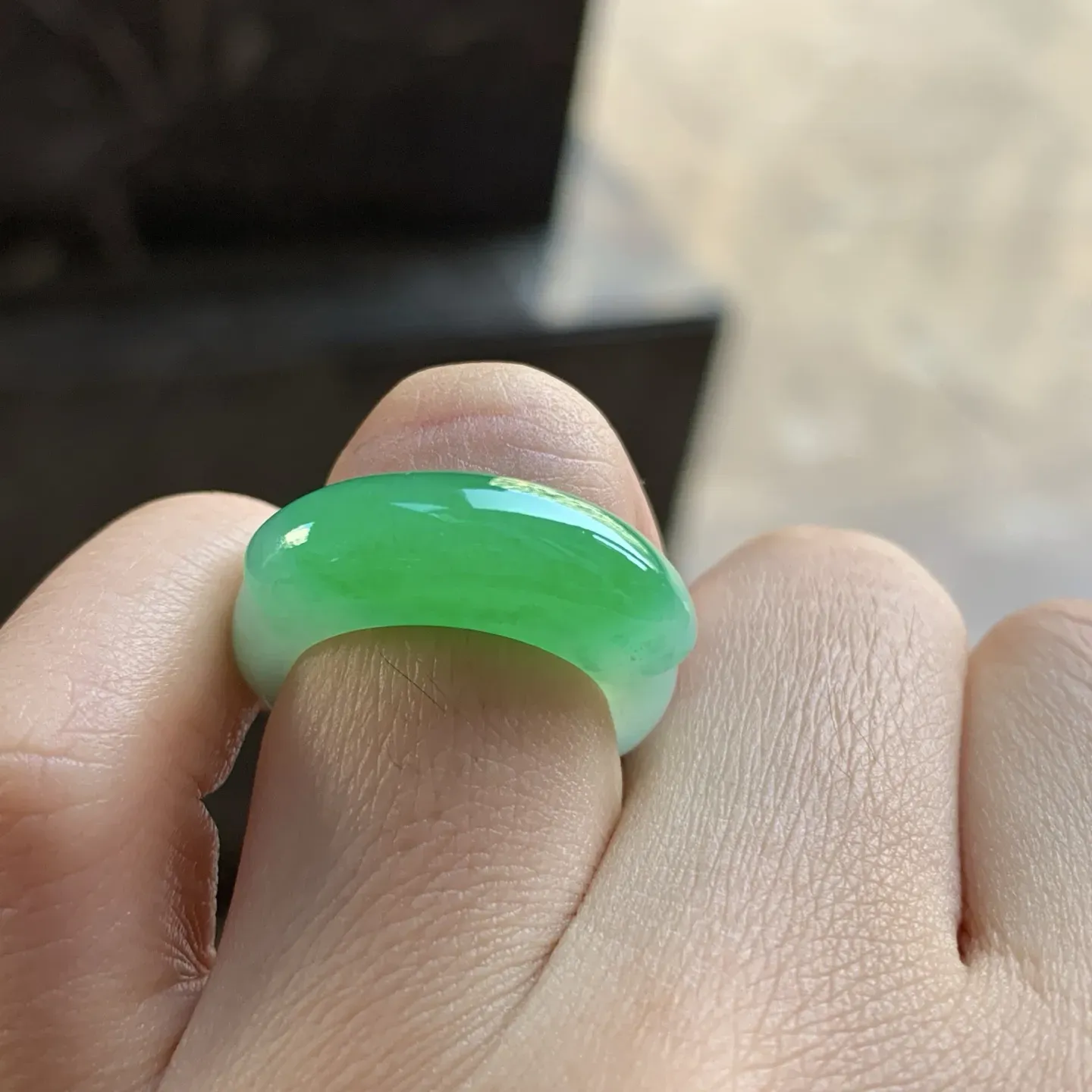 冰阳绿色指环^_^色阳 种色好 12号指圈