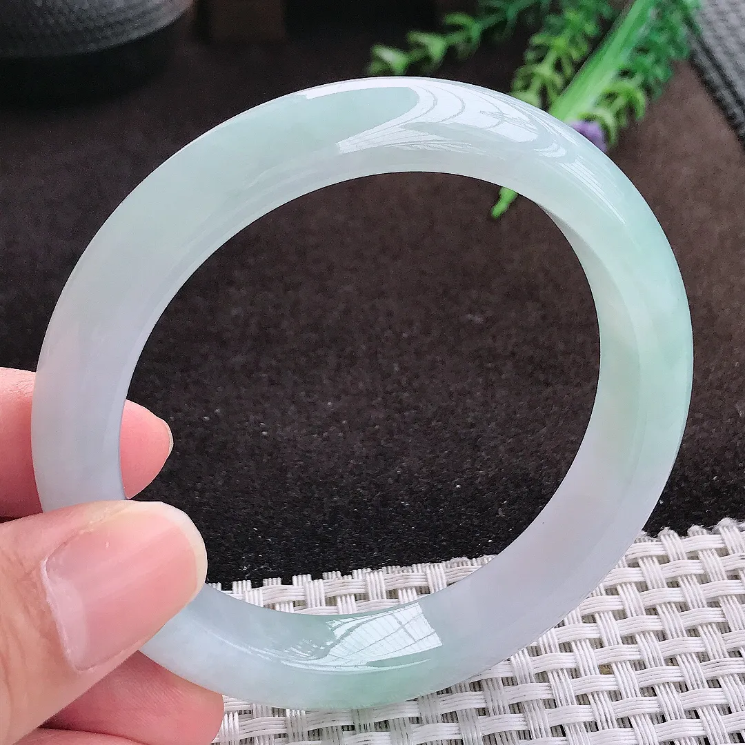 自然光59.5/12.4/8.8老坑冰胶果冻冰晴手镯宽边翡翠玉镯手环