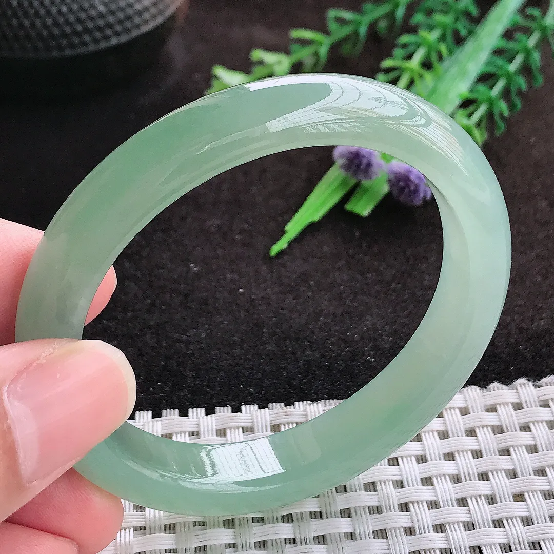 自然光52/46/11/7.5老坑冰胶果冻冰晴绿贵妃手镯翡翠玉镯手环