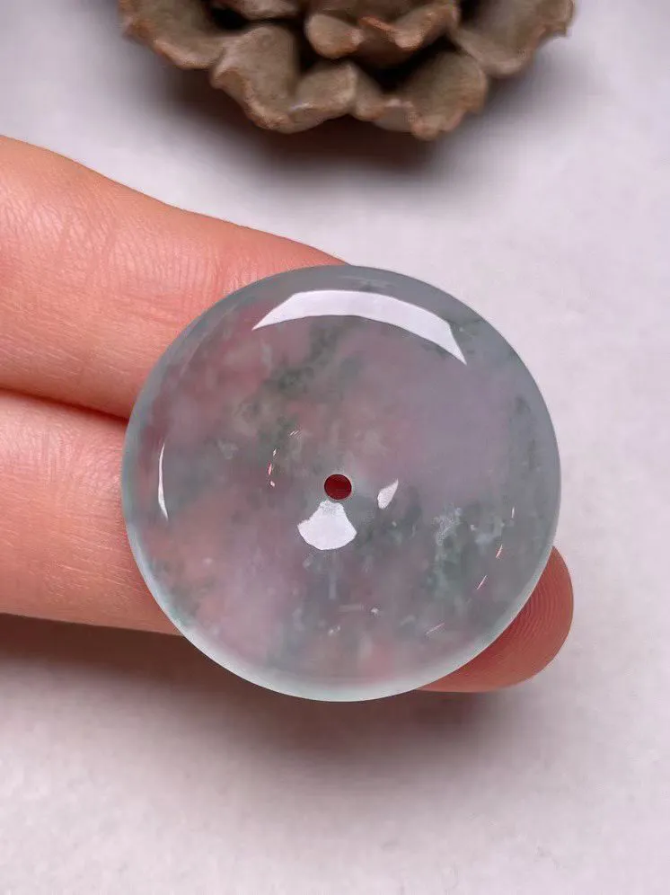 冰种飘花【平安扣】吊坠，种水好，玉质细腻 ，卖相好‘.