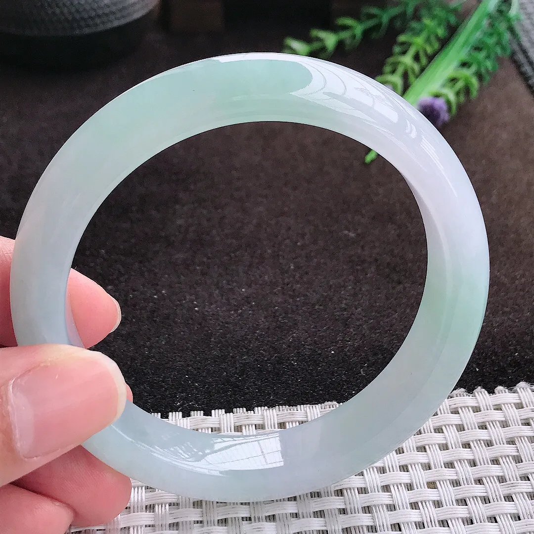 自然光59.5/12.4/8.8老坑冰胶果冻冰晴手镯宽边翡翠玉镯手环