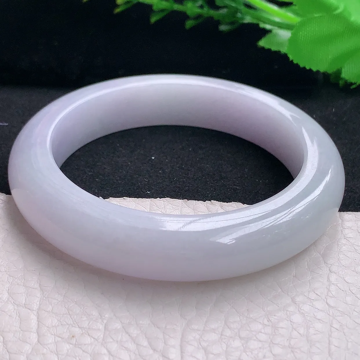 ss自然光56*12.5*9.5平安镯 天然缅甸翡翠a货淡紫厚装宽边珠宝玉手镯