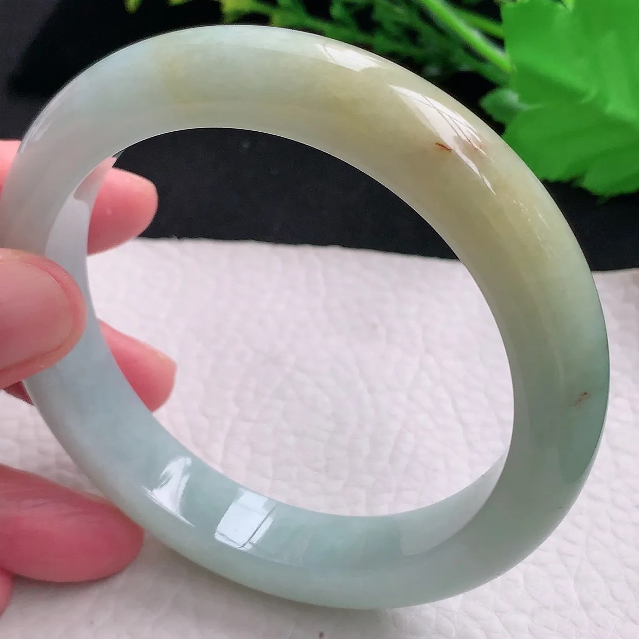 ss大圈口61.5*12.5*9.6平安镯 天然缅甸翡翠a货双彩大气宽边珠宝玉手镯