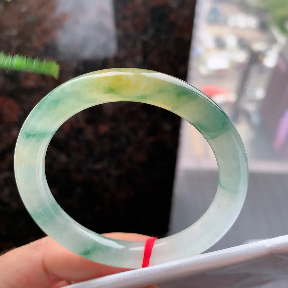 圆条高冰黄翡飘花 无瑕 尺寸:51.1/8.5/8.1 种色俱佳