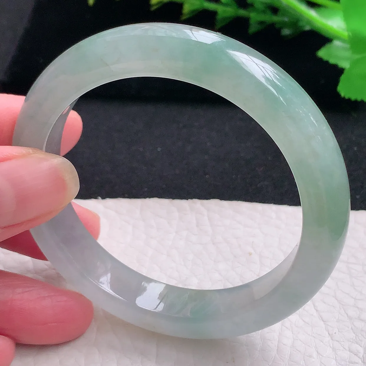 xh自然光54*11.6*8.3平安镯 天然缅甸翡翠a货冰爽宽边珠宝玉手镯