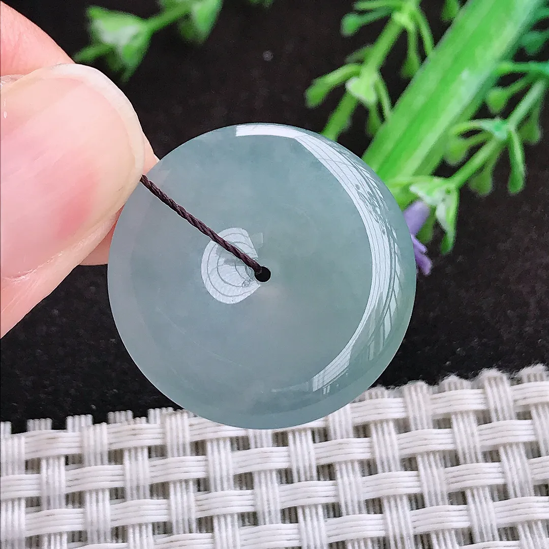 自然光25.8/5老坑冰胶水灵平安扣吊坠翡翠玉扣挂件