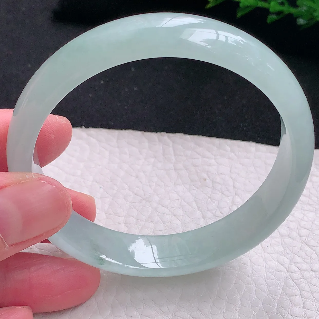 jm自然光58*13*6.5平安镯 天然缅甸翡翠a货冰晴宽边珠宝玉手镯