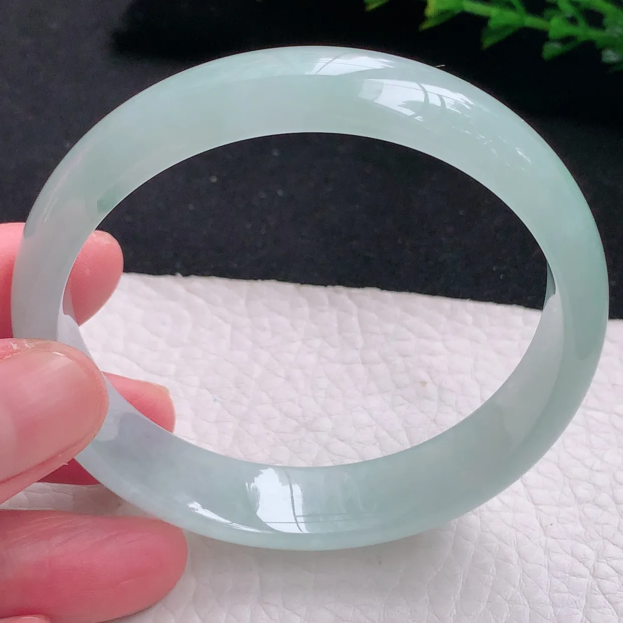 jm自然光58*13*6.5平安镯 天然缅甸翡翠a货冰晴宽边珠宝玉手镯