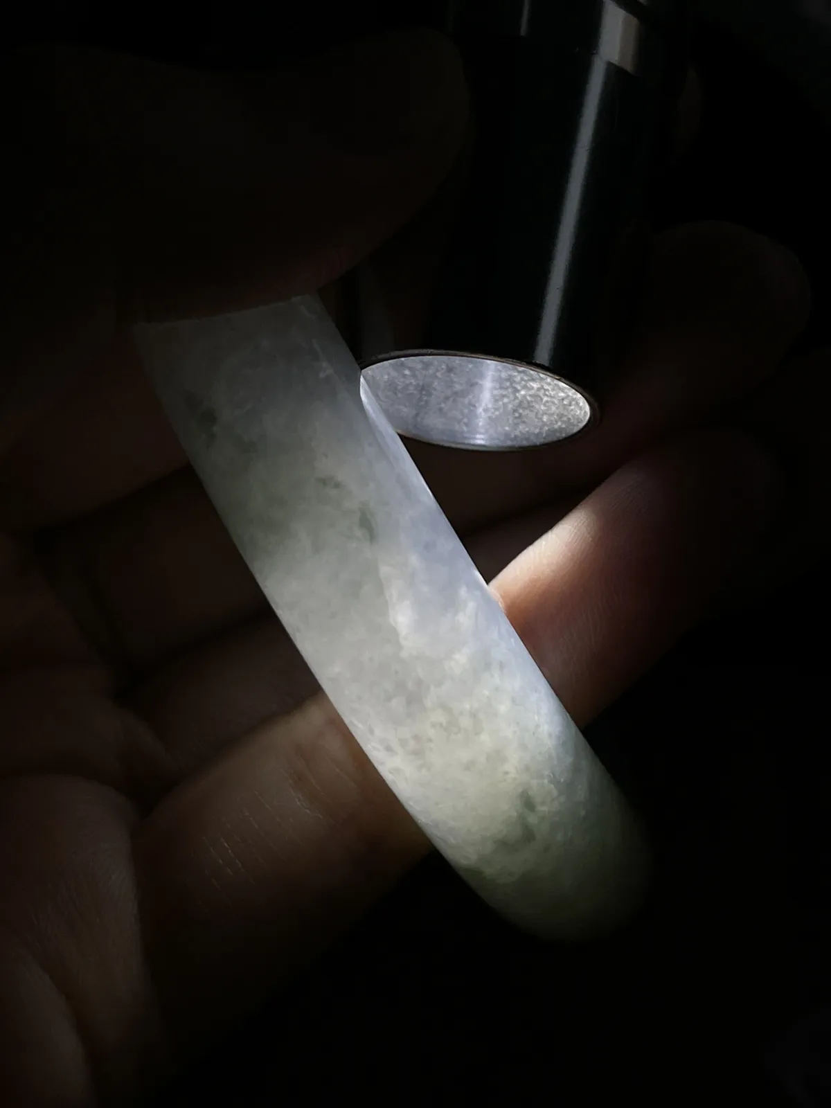 贵妃镯54圈口，翡翠冰糯种飘花手镯