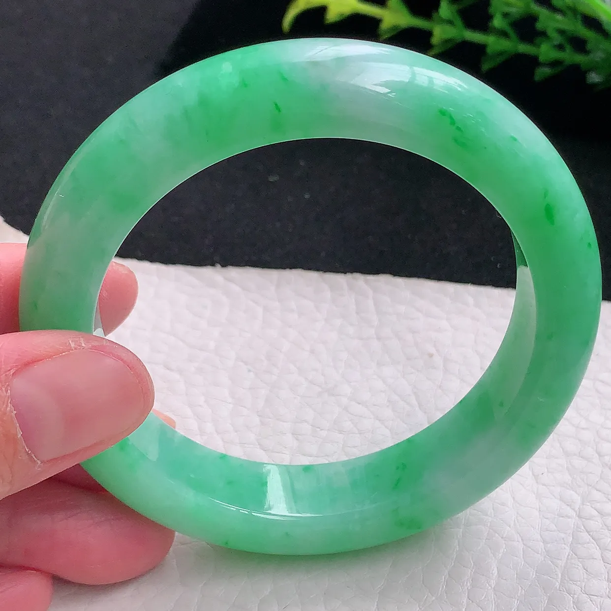 jm自然光57.5*13.5*9.6平安镯 天然缅甸翡翠a货阳绿大气宽边珠宝玉手镯