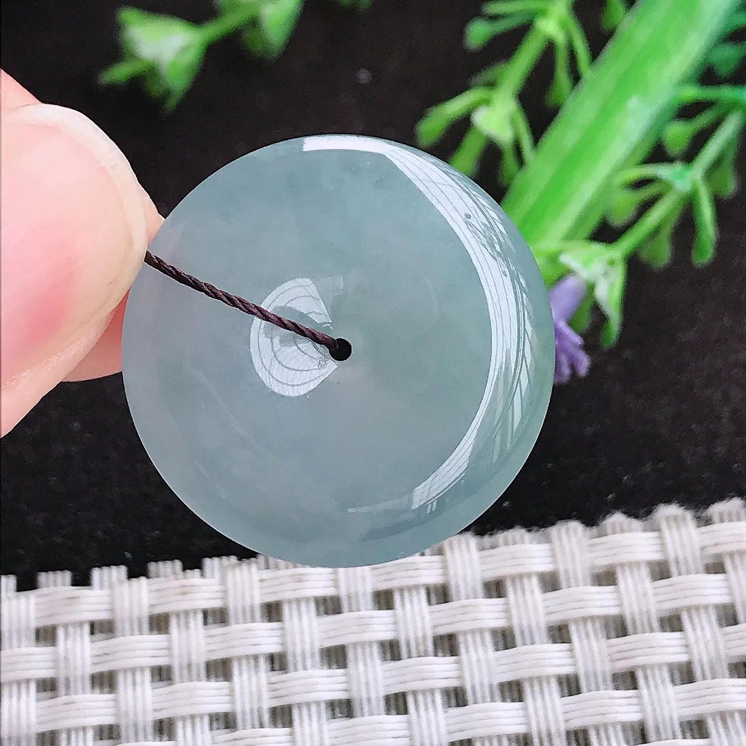 自然光25.8/5老坑冰胶水灵平安扣吊坠翡翠玉扣挂件