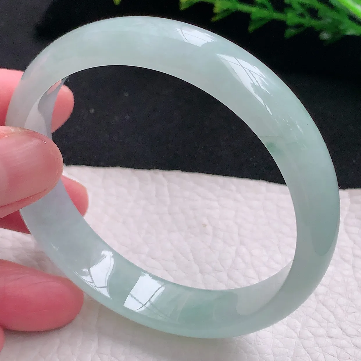 jm自然光58*13*6.5平安镯 天然缅甸翡翠a货冰晴宽边珠宝玉手镯