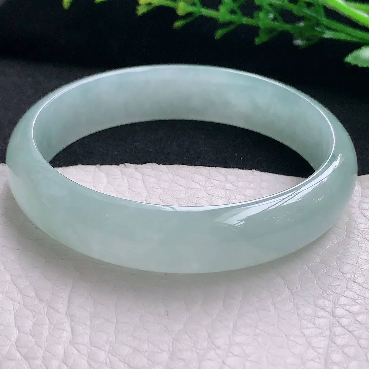 jm自然光58*13*6.5平安镯 天然缅甸翡翠a货冰晴宽边珠宝玉手镯