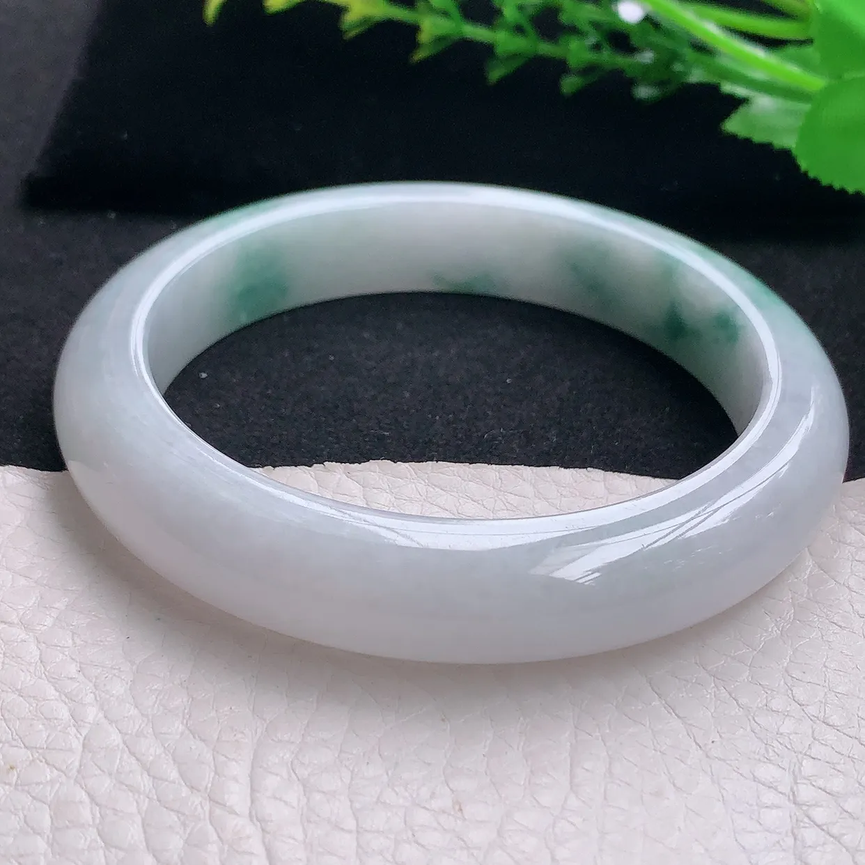 ss大圈口62*.5*12.5*9.5平安镯 天然缅甸翡翠a货飘花厚装宽边珠宝玉手镯