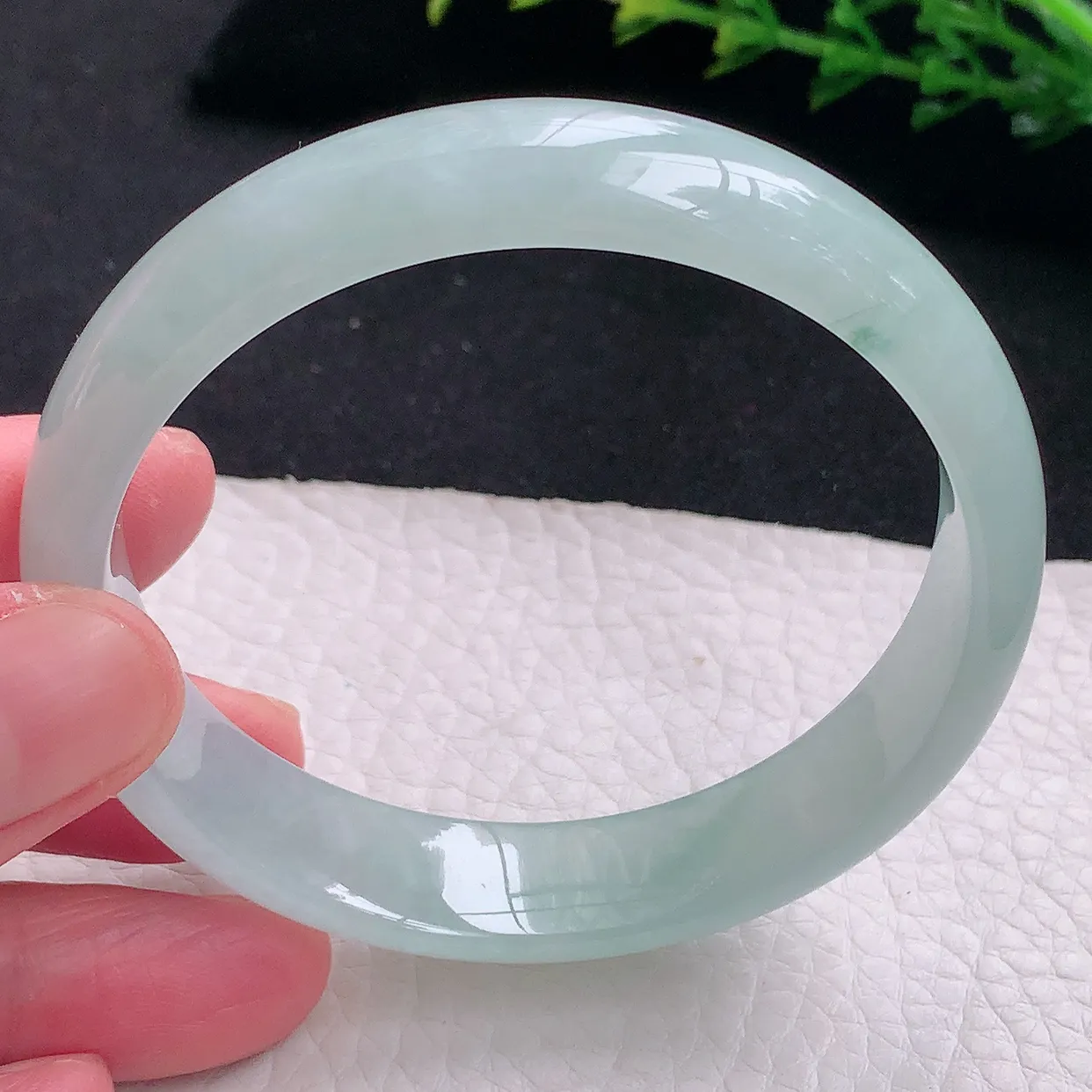 jm自然光58*13*6.5平安镯 天然缅甸翡翠a货冰晴宽边珠宝玉手镯