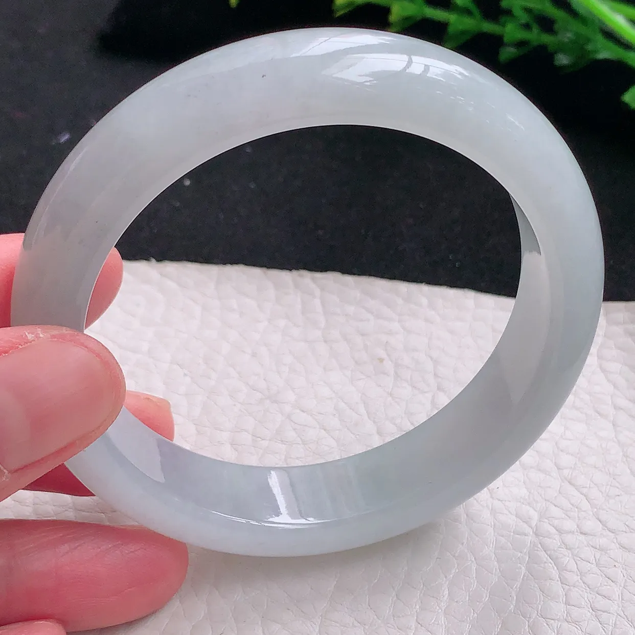 hy自然光57*13.5*8.3平安镯 天然缅甸翡翠a货冰胶纯美宽边珠宝玉手镯