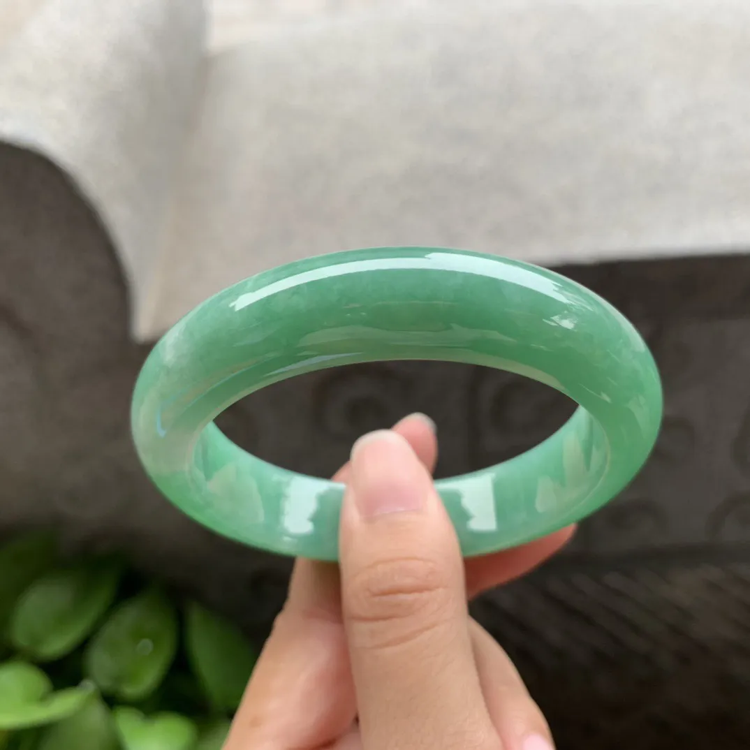 圈口 54.3-13.1-8.8 【满绿正圈手镯】正圈54 55可戴